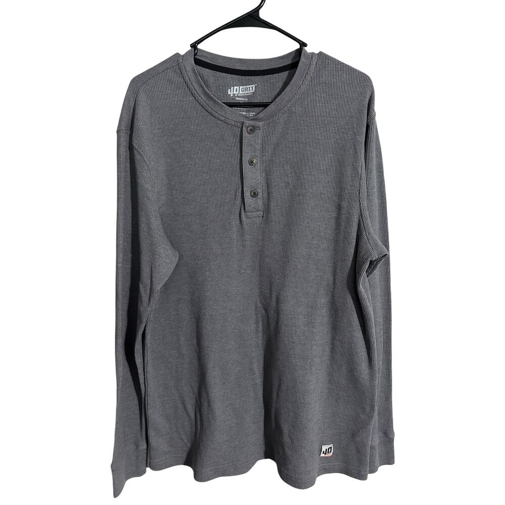 40 Grit Men's sz Medium Gray Thermal Henley Waffle Knit Outdoor Workwear